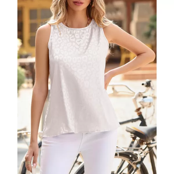 imageBTFBM Womens 2023 Casual Satin Sleeveless Blouse Tops Crewneck Leopard Print Loose Beach Party Summer Basic Tank ShirtsLeopard Beige