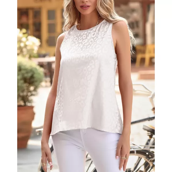 imageBTFBM Womens 2023 Casual Satin Sleeveless Blouse Tops Crewneck Leopard Print Loose Beach Party Summer Basic Tank ShirtsLeopard Beige