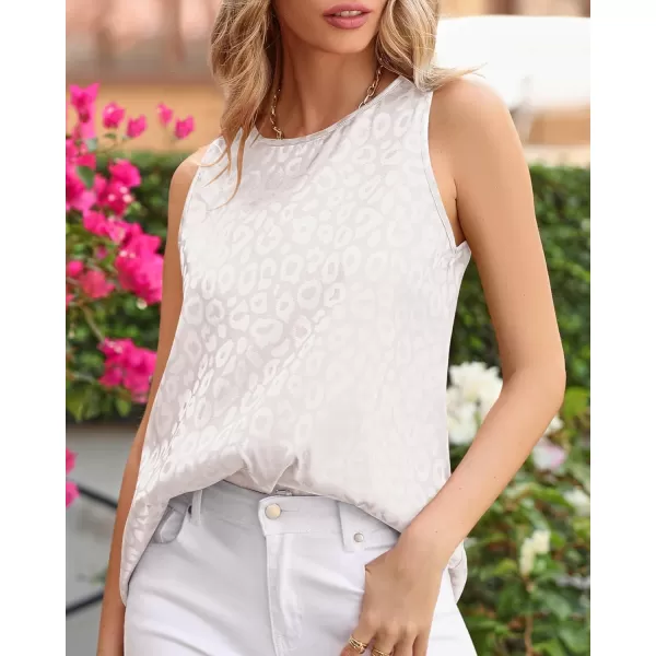 imageBTFBM Womens 2023 Casual Satin Sleeveless Blouse Tops Crewneck Leopard Print Loose Beach Party Summer Basic Tank ShirtsLeopard Beige