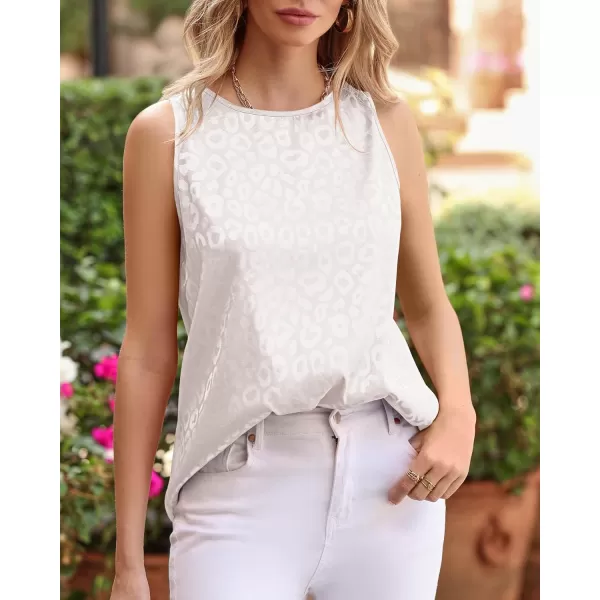 imageBTFBM Womens 2023 Casual Satin Sleeveless Blouse Tops Crewneck Leopard Print Loose Beach Party Summer Basic Tank ShirtsLeopard Beige
