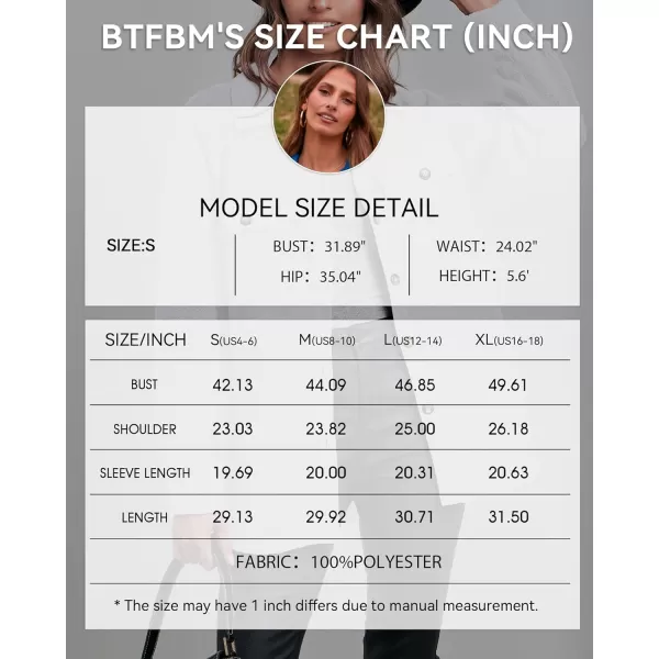 imageBTFBM Womens 2023 Fall Winter Button Down Shirts Sherpa Jacket Warm Long Sleeve Outerwear Faux Fur Shacket with PocketsSolid White