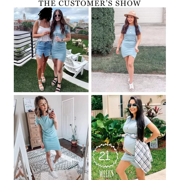 imageBTFBM Womens 2023 Summer Casual Beach Dresses Crew Neck Short Sleeve Wrap Party Club Mini Ruched Bodycon T Shirt DressBlue