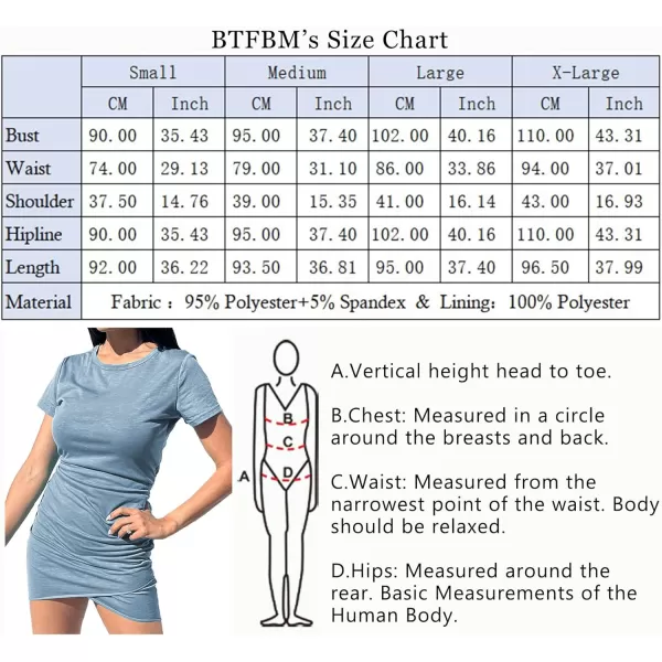 imageBTFBM Womens 2023 Summer Casual Beach Dresses Crew Neck Short Sleeve Wrap Party Club Mini Ruched Bodycon T Shirt DressBlue