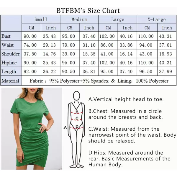 imageBTFBM Womens 2023 Summer Casual Beach Dresses Crew Neck Short Sleeve Wrap Party Club Mini Ruched Bodycon T Shirt DressBright Green