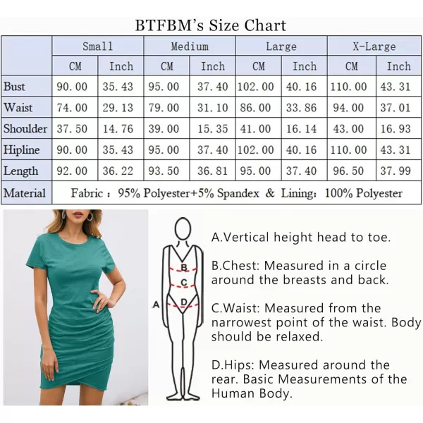 imageBTFBM Womens 2023 Summer Casual Beach Dresses Crew Neck Short Sleeve Wrap Party Club Mini Ruched Bodycon T Shirt DressCyan Blue