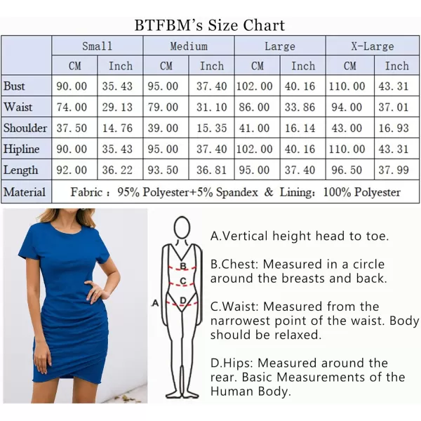 imageBTFBM Womens 2023 Summer Casual Beach Dresses Crew Neck Short Sleeve Wrap Party Club Mini Ruched Bodycon T Shirt DressDark Blue