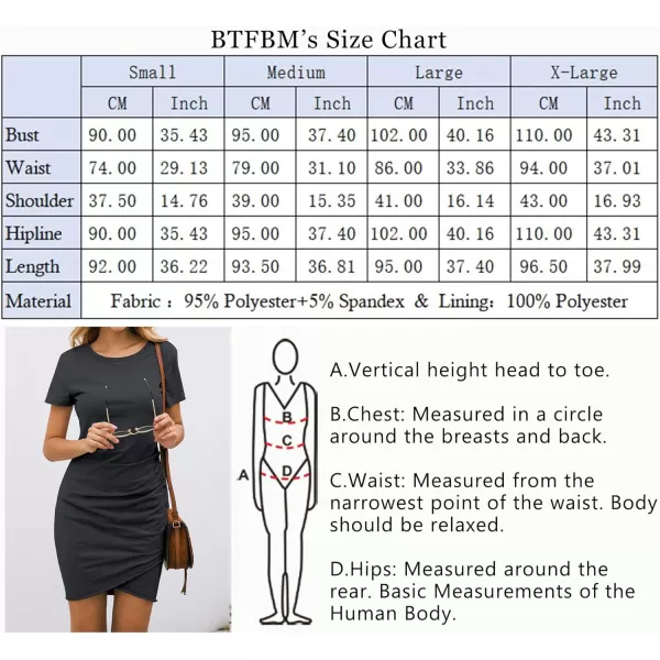imageBTFBM Womens 2023 Summer Casual Beach Dresses Crew Neck Short Sleeve Wrap Party Club Mini Ruched Bodycon T Shirt DressDark Grey
