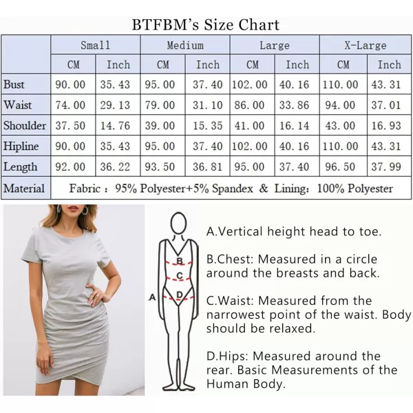 imageBTFBM Womens 2023 Summer Casual Beach Dresses Crew Neck Short Sleeve Wrap Party Club Mini Ruched Bodycon T Shirt DressGrey