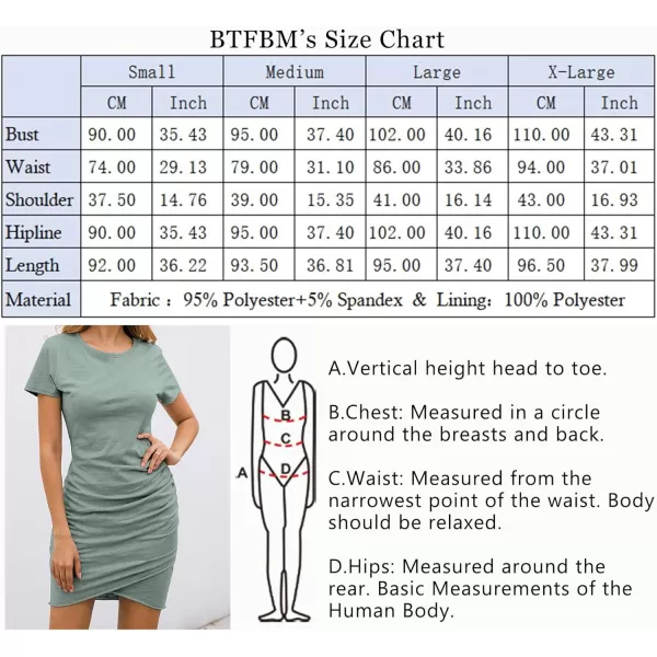 imageBTFBM Womens 2023 Summer Casual Beach Dresses Crew Neck Short Sleeve Wrap Party Club Mini Ruched Bodycon T Shirt DressGrey Green