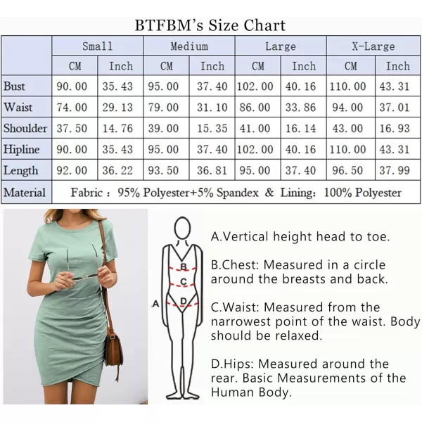 imageBTFBM Womens 2023 Summer Casual Beach Dresses Crew Neck Short Sleeve Wrap Party Club Mini Ruched Bodycon T Shirt DressLight Green