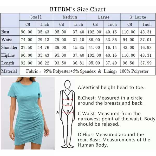 imageBTFBM Womens 2023 Summer Casual Beach Dresses Crew Neck Short Sleeve Wrap Party Club Mini Ruched Bodycon T Shirt DressLight Lake Blue