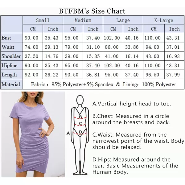 imageBTFBM Womens 2023 Summer Casual Beach Dresses Crew Neck Short Sleeve Wrap Party Club Mini Ruched Bodycon T Shirt DressLight Purple