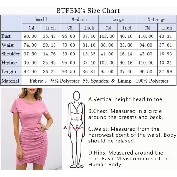 imageBTFBM Womens 2023 Summer Casual Beach Dresses Crew Neck Short Sleeve Wrap Party Club Mini Ruched Bodycon T Shirt DressLight Red