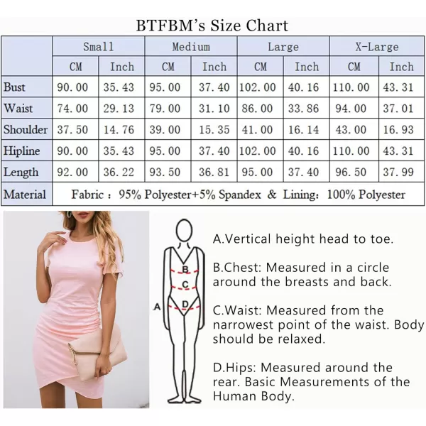 imageBTFBM Womens 2023 Summer Casual Beach Dresses Crew Neck Short Sleeve Wrap Party Club Mini Ruched Bodycon T Shirt DressPink