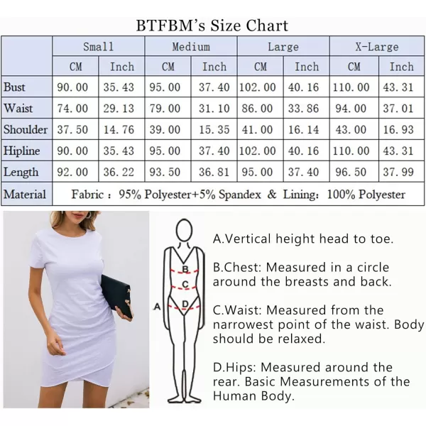 imageBTFBM Womens 2023 Summer Casual Beach Dresses Crew Neck Short Sleeve Wrap Party Club Mini Ruched Bodycon T Shirt DressWhite