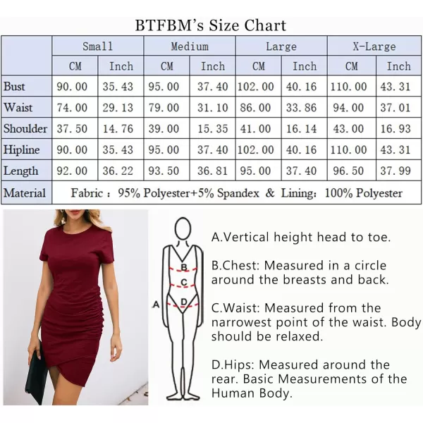 imageBTFBM Womens 2023 Summer Casual Beach Dresses Crew Neck Short Sleeve Wrap Party Club Mini Ruched Bodycon T Shirt DressWine Red