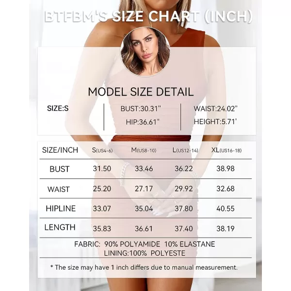 imageBTFBM Womens 2023 Summer Ruched Bodycon Mini Dress Sexy Mesh One Shoulder Sleeveless Club Party Cocktail Short DressesSolid Caramel