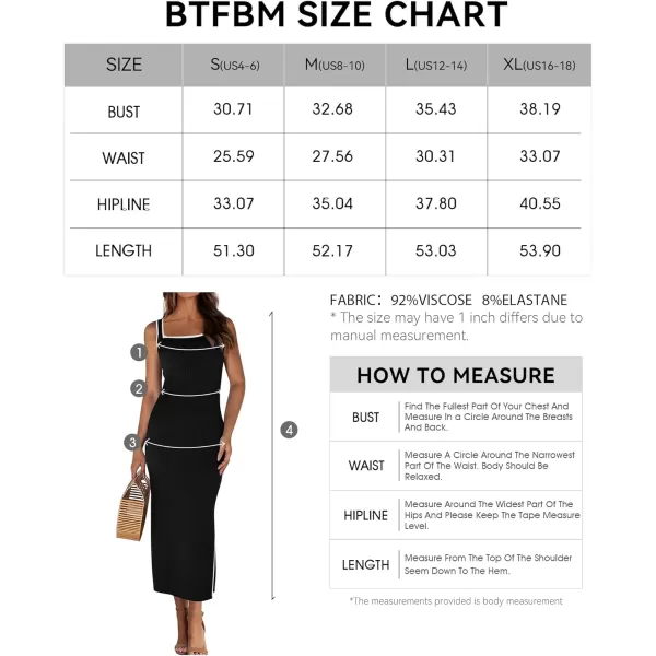 imageBTFBM Womens 2024 Summer Knit Bodycon Maxi Dress Sleeveless Square Neck Slit Tank Party Club Ribbed Sweater DressesSolid Black