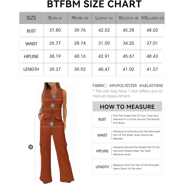 imageBTFBM Womens 2024 Summer Track Suits 2 Piece Outfits Matching Sets Ribbed Knit Button Down Cropped Vest Wide Leg PantsSolid Caramel