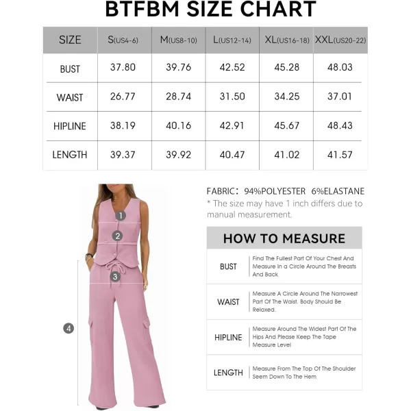 imageBTFBM Womens 2024 Summer Track Suits 2 Piece Outfits Matching Sets Ribbed Knit Button Down Cropped Vest Wide Leg PantsSolid Pink