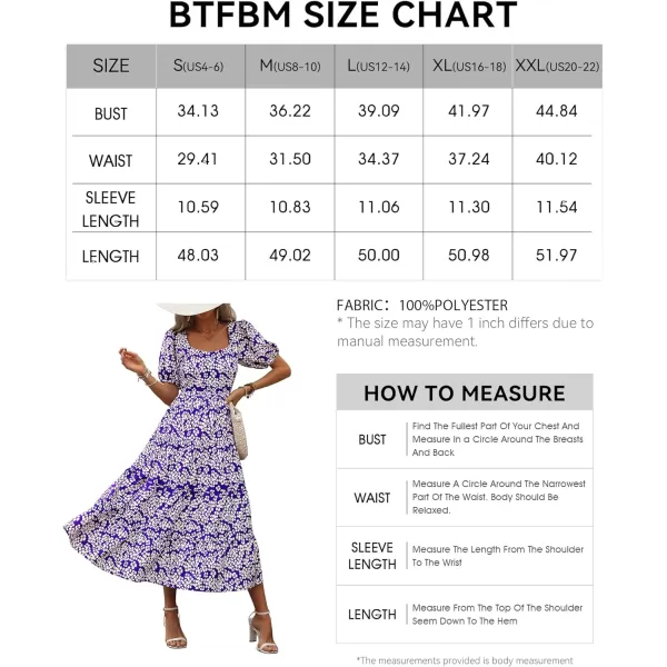 imageBTFBM Womens Boho Summer Dresses Short Sleeve Floral Print Smocked Tie Back Tiered ALine Flowy Cruise Vacation DressFloral White Purple