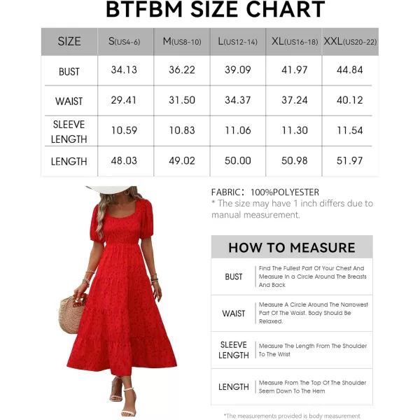 imageBTFBM Womens Boho Summer Dresses Short Sleeve Floral Print Smocked Tie Back Tiered ALine Flowy Cruise Vacation DressLeopard Red