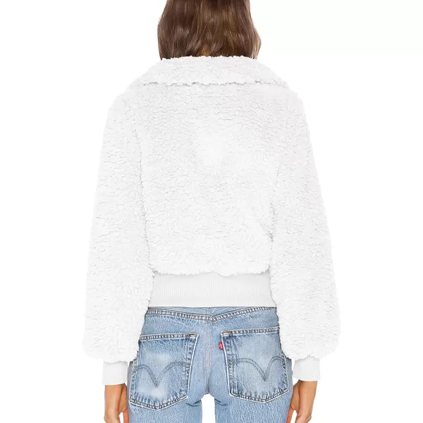imageBTFBM Womens Button Down Sherpa Shacket Jacket Long Sleeve Faux Fur Warm Fall Winter Outwear Fuzzy Fleece Short CoatsSolid White