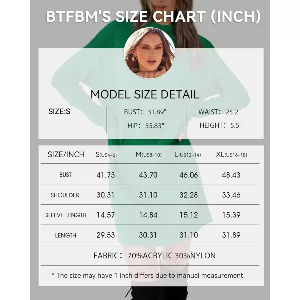imageBTFBM Womens Casual Knit Long Pullover Sweaters Tops Mock Neck Long Sleeve Oversized Fall Winter Sweater Dresses 2023Solid Green