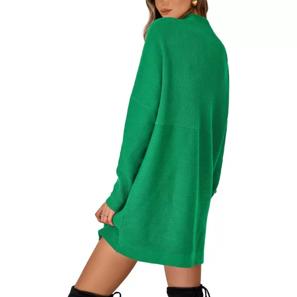 imageBTFBM Womens Casual Knit Long Pullover Sweaters Tops Mock Neck Long Sleeve Oversized Fall Winter Sweater Dresses 2023Solid Green