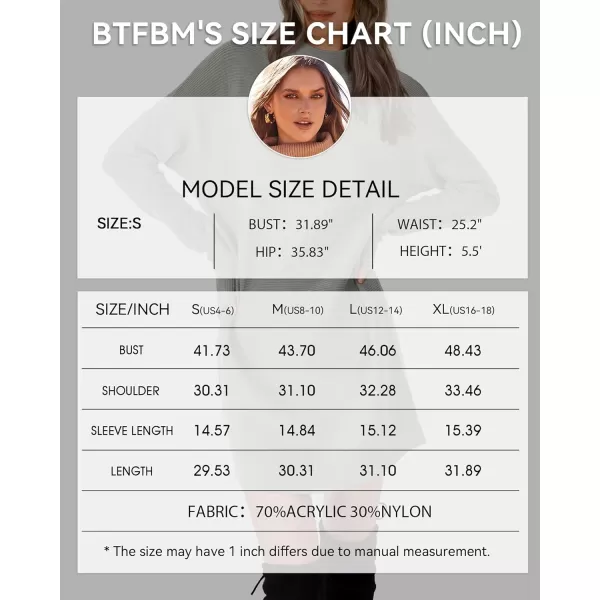 imageBTFBM Womens Casual Knit Long Pullover Sweaters Tops Mock Neck Long Sleeve Oversized Fall Winter Sweater Dresses 2023Solid Light Grey
