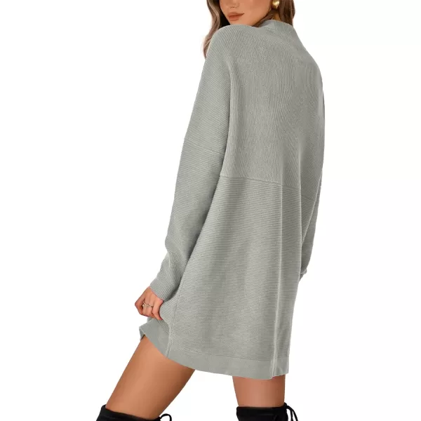 imageBTFBM Womens Casual Knit Long Pullover Sweaters Tops Mock Neck Long Sleeve Oversized Fall Winter Sweater Dresses 2023Solid Light Grey