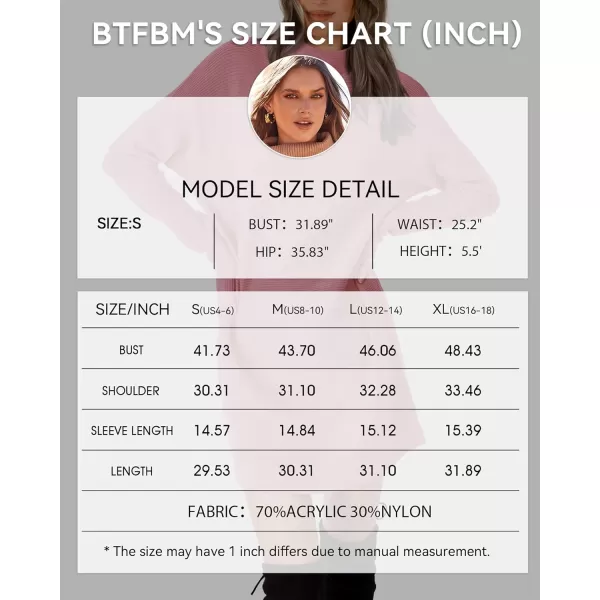 imageBTFBM Womens Casual Knit Long Pullover Sweaters Tops Mock Neck Long Sleeve Oversized Fall Winter Sweater Dresses 2023Solid Pink