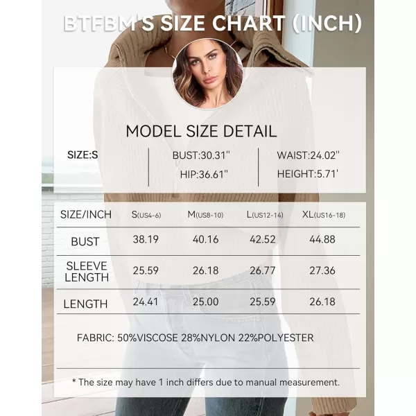 imageBTFBM Womens Casual Long Sleeve Half Zip Pullover Sweaters Solid V Neck Collar Ribbed Knitted Loose Slouchy Jumper TopsLight Khaki