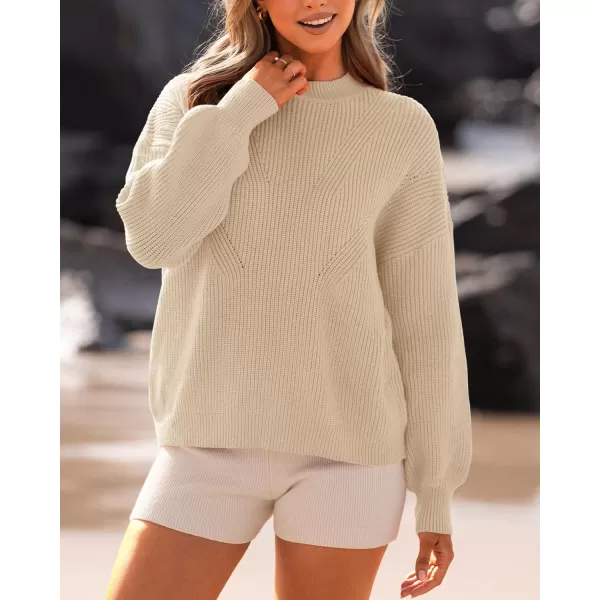imageBTFBM Womens Casual Long Sleeve Pullover Sweaters Crew Neck Oversized Ribbed Knit 2023 Fall Winter Sweater Jumper TopsSolid Apricot