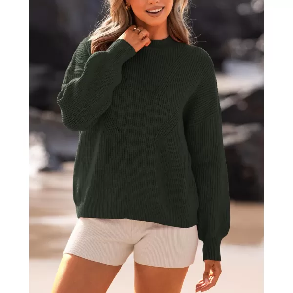 imageBTFBM Womens Casual Long Sleeve Pullover Sweaters Crew Neck Oversized Ribbed Knit 2023 Fall Winter Sweater Jumper TopsSolid Army Green