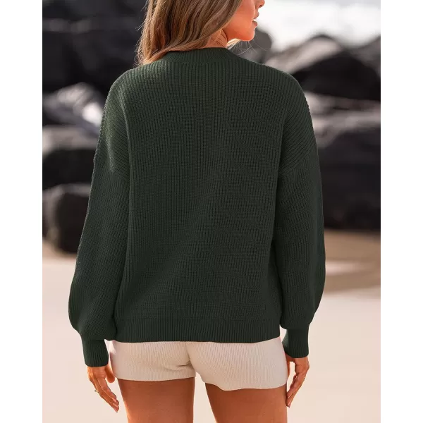 imageBTFBM Womens Casual Long Sleeve Pullover Sweaters Crew Neck Oversized Ribbed Knit 2023 Fall Winter Sweater Jumper TopsSolid Army Green