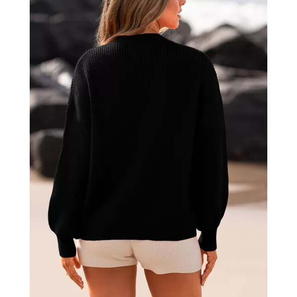 imageBTFBM Womens Casual Long Sleeve Pullover Sweaters Crew Neck Oversized Ribbed Knit 2023 Fall Winter Sweater Jumper TopsSolid Black