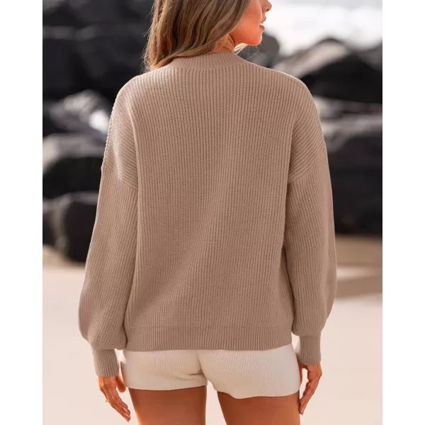 imageBTFBM Womens Casual Long Sleeve Pullover Sweaters Crew Neck Oversized Ribbed Knit 2023 Fall Winter Sweater Jumper TopsSolid Light Khaki