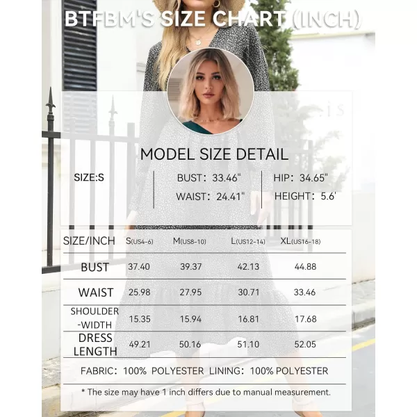 imageBTFBM Womens Casual Party Summer Fall Dresses 2023 Long Sleeve Wrap V Neck Swiss Dot Swing ALine Maxi Dress with BeltBlack