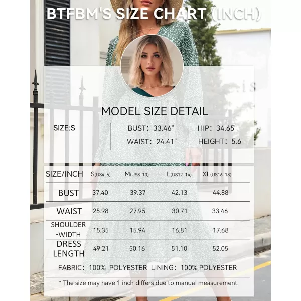 imageBTFBM Womens Casual Party Summer Fall Dresses 2023 Long Sleeve Wrap V Neck Swiss Dot Swing ALine Maxi Dress with BeltDark Green