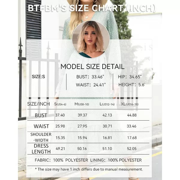 imageBTFBM Womens Casual Party Summer Fall Dresses 2023 Long Sleeve Wrap V Neck Swiss Dot Swing ALine Maxi Dress with BeltGreen