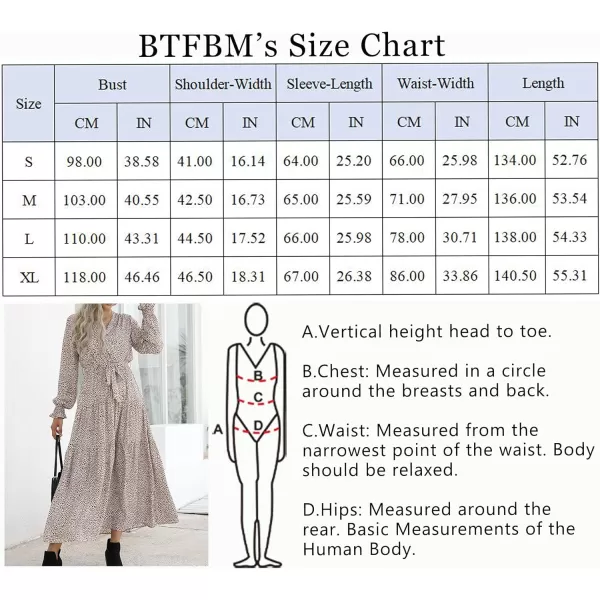 imageBTFBM Womens Casual Party Summer Fall Dresses 2023 Long Sleeve Wrap V Neck Swiss Dot Swing ALine Maxi Dress with BeltLeopard Small Apricot