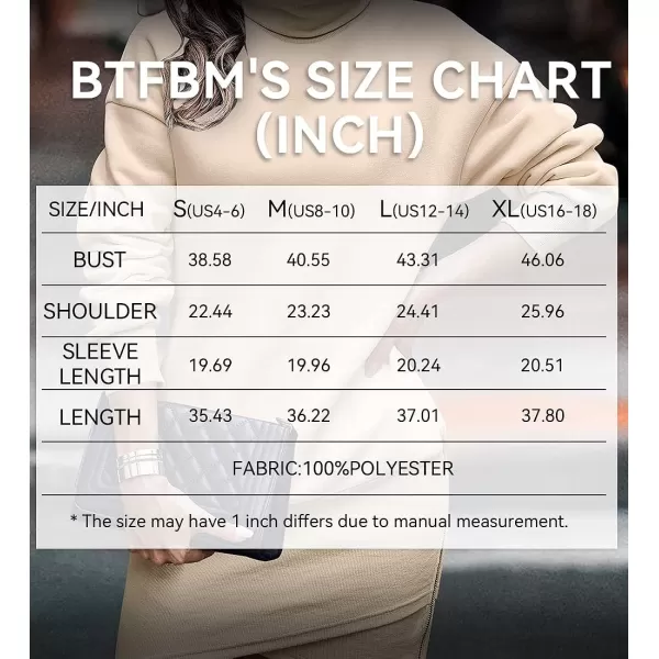 imageBTFBM Womens Casual Sweatshirt Dress Long Sleeve Turtleneck Side Zipper Wrap Hem 2023 Fall Winter Long Pullover DressesSolid Apricot