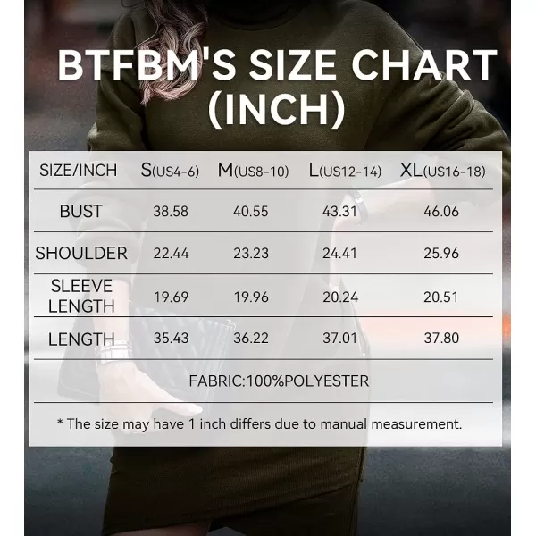 imageBTFBM Womens Casual Sweatshirt Dress Long Sleeve Turtleneck Side Zipper Wrap Hem 2023 Fall Winter Long Pullover DressesSolid Army Green