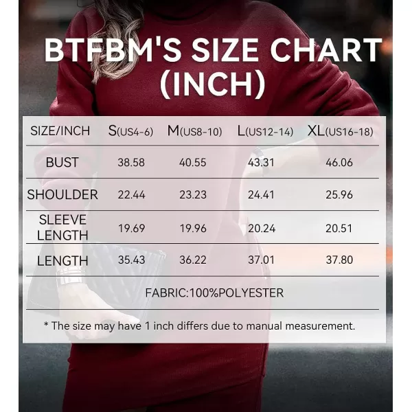 imageBTFBM Womens Casual Sweatshirt Dress Long Sleeve Turtleneck Side Zipper Wrap Hem 2023 Fall Winter Long Pullover DressesSolid Wine Red