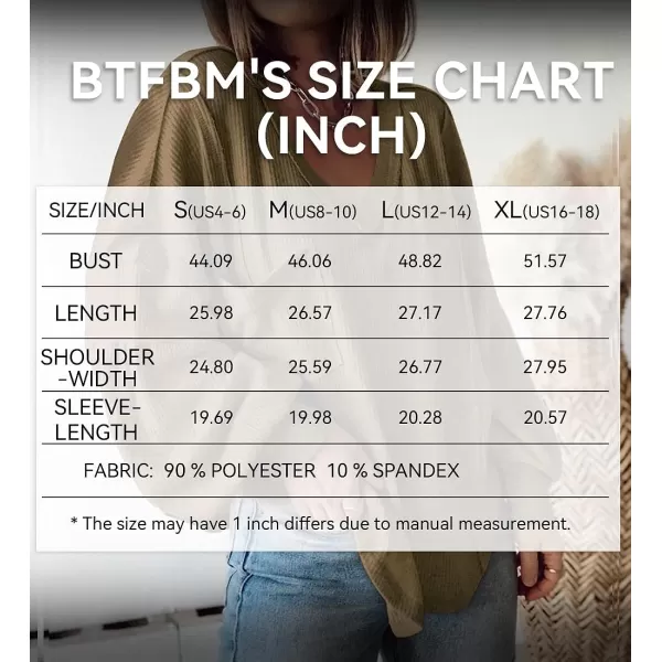 imageBTFBM Womens Casual V Neck Ribbed Knitted Shirts Pullover Tunic Tops Loose Balloon Sleeve Solid Color Blouses TopSolid Army Green