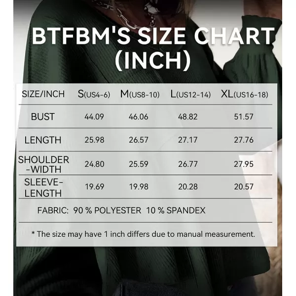 imageBTFBM Womens Casual V Neck Ribbed Knitted Shirts Pullover Tunic Tops Loose Balloon Sleeve Solid Color Blouses TopSolid Dark Army Green