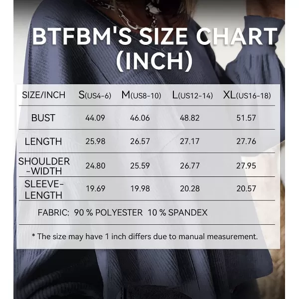 imageBTFBM Womens Casual V Neck Ribbed Knitted Shirts Pullover Tunic Tops Loose Balloon Sleeve Solid Color Blouses TopSolid Dark Grey Blue
