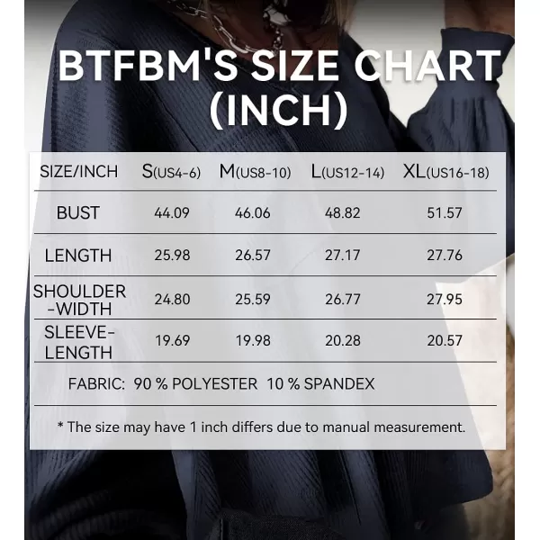 imageBTFBM Womens Casual V Neck Ribbed Knitted Shirts Pullover Tunic Tops Loose Balloon Sleeve Solid Color Blouses TopSolid Navy