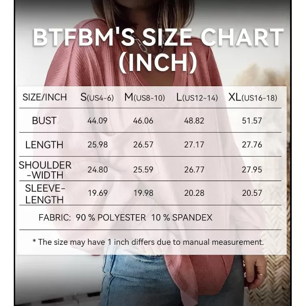 imageBTFBM Womens Casual V Neck Ribbed Knitted Shirts Pullover Tunic Tops Loose Balloon Sleeve Solid Color Blouses TopSolid Pink